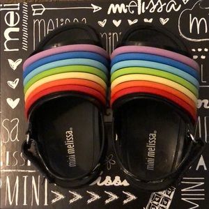 Mini Melissa size 6 Striped Beach Slides.